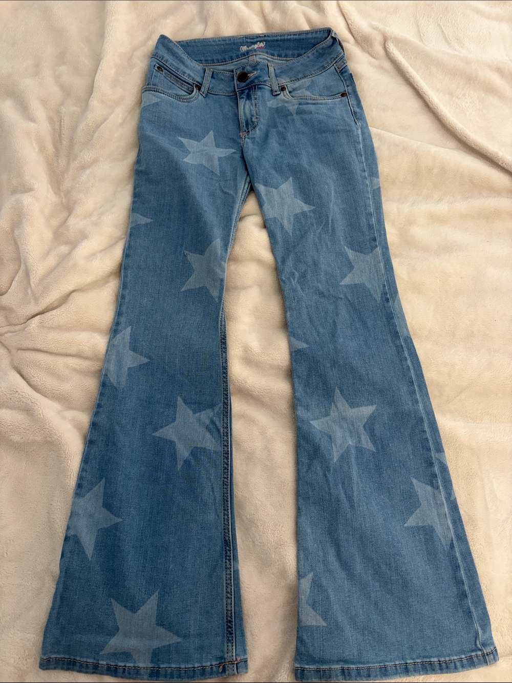 Wrangler Blue Star-Print Wide Leg Jeans